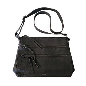 The Sak Reseda Leather Crossbody Bag Gray Multi Zip